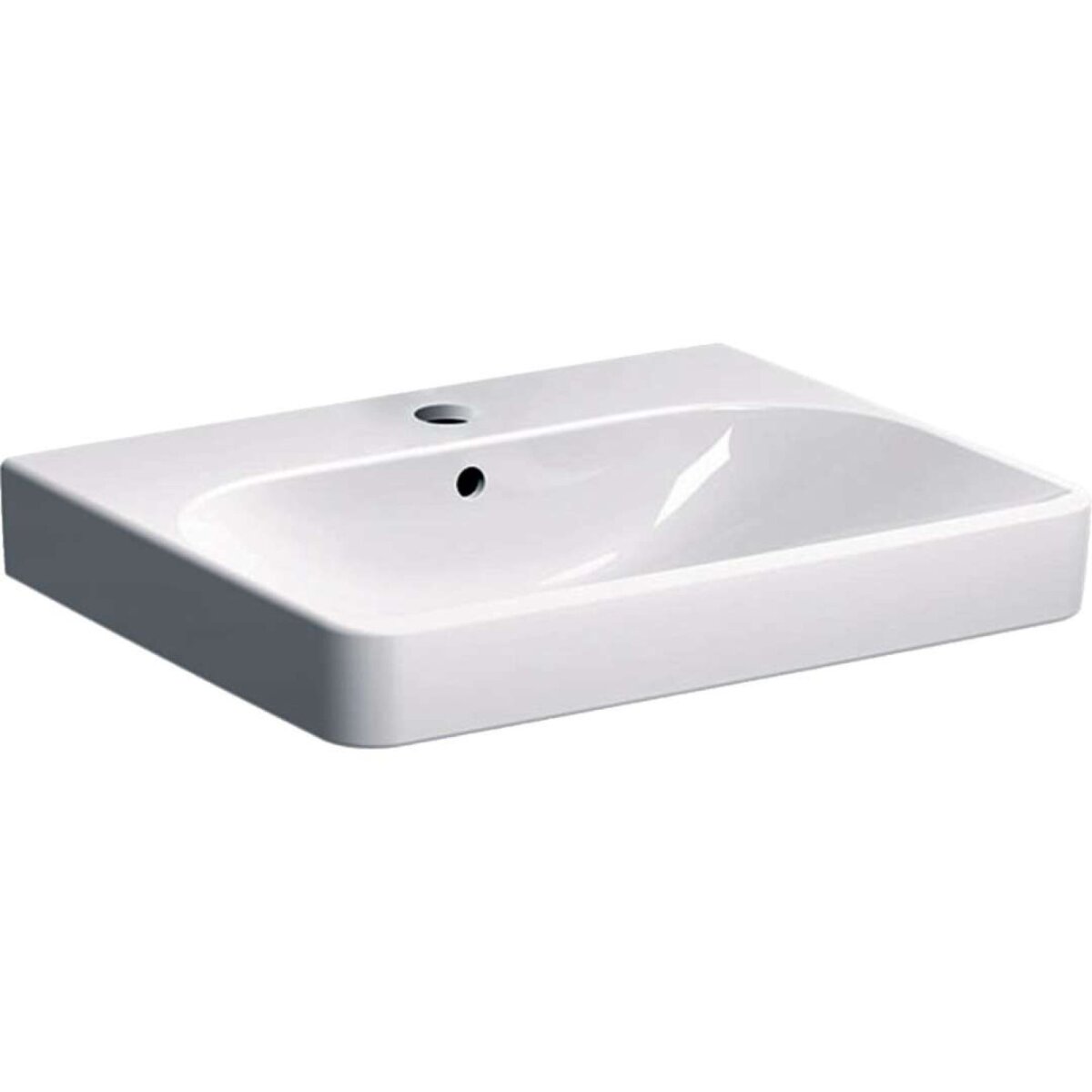 Geberit Smyle Square umývadlo 60 x 48 cm, biele, s otvorom pre batériu a prepadom