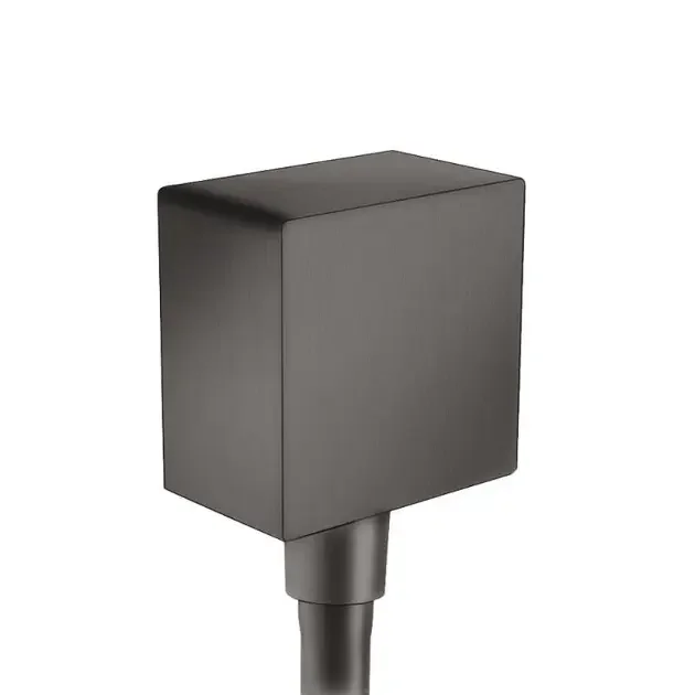 Hansgrohe FixFit SQUARE prípojka sprchovej hadice so spätným ventilom, kefovaný čierny chróm