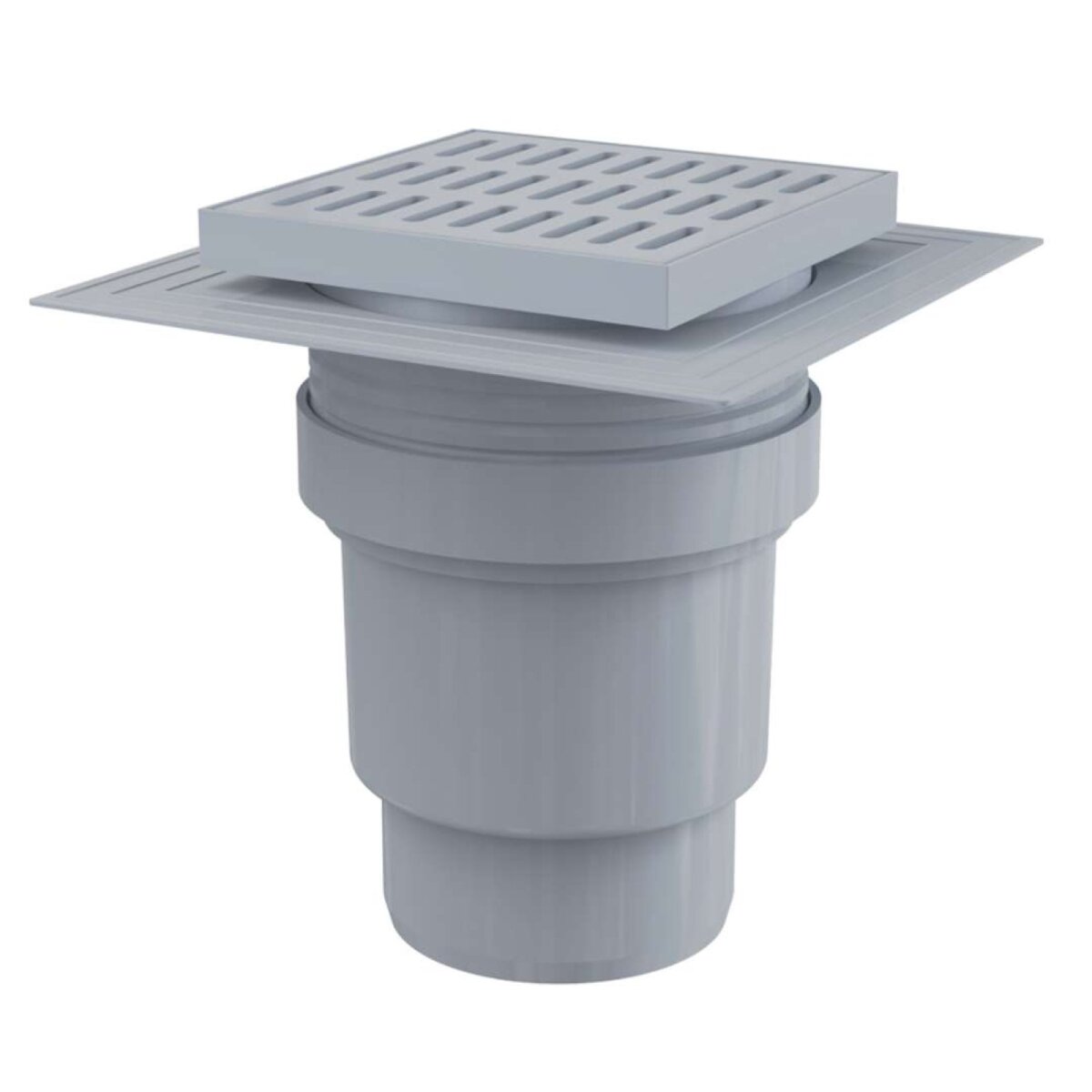 ALCA APV11 podlahová vpusť 150×150/110 mm, priama, mriežka šedá
