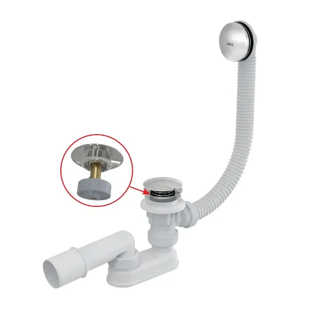 Alcadrain A504CKM vaňová odtoková a prepadová súprava (sifón) CLICK/CLACK, chróm, ø 52 mm, dĺžka 570 mm