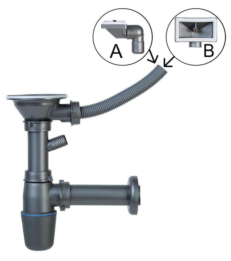 Novaservis sifón do drezu NSP89, plast, 89 mm s prepadom