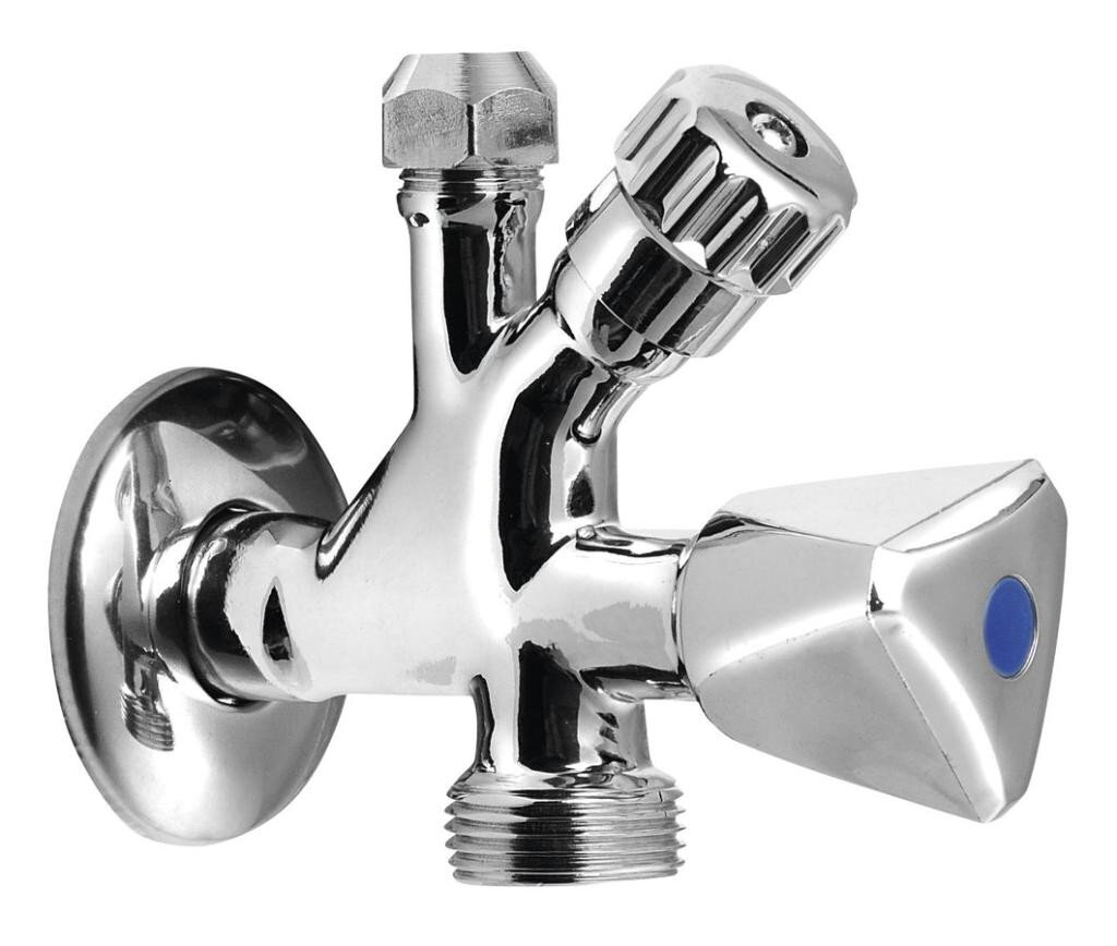 Aqualine Kombinovaný rohový ventil 1/2"×3/4"×3/8" chróm (5309)