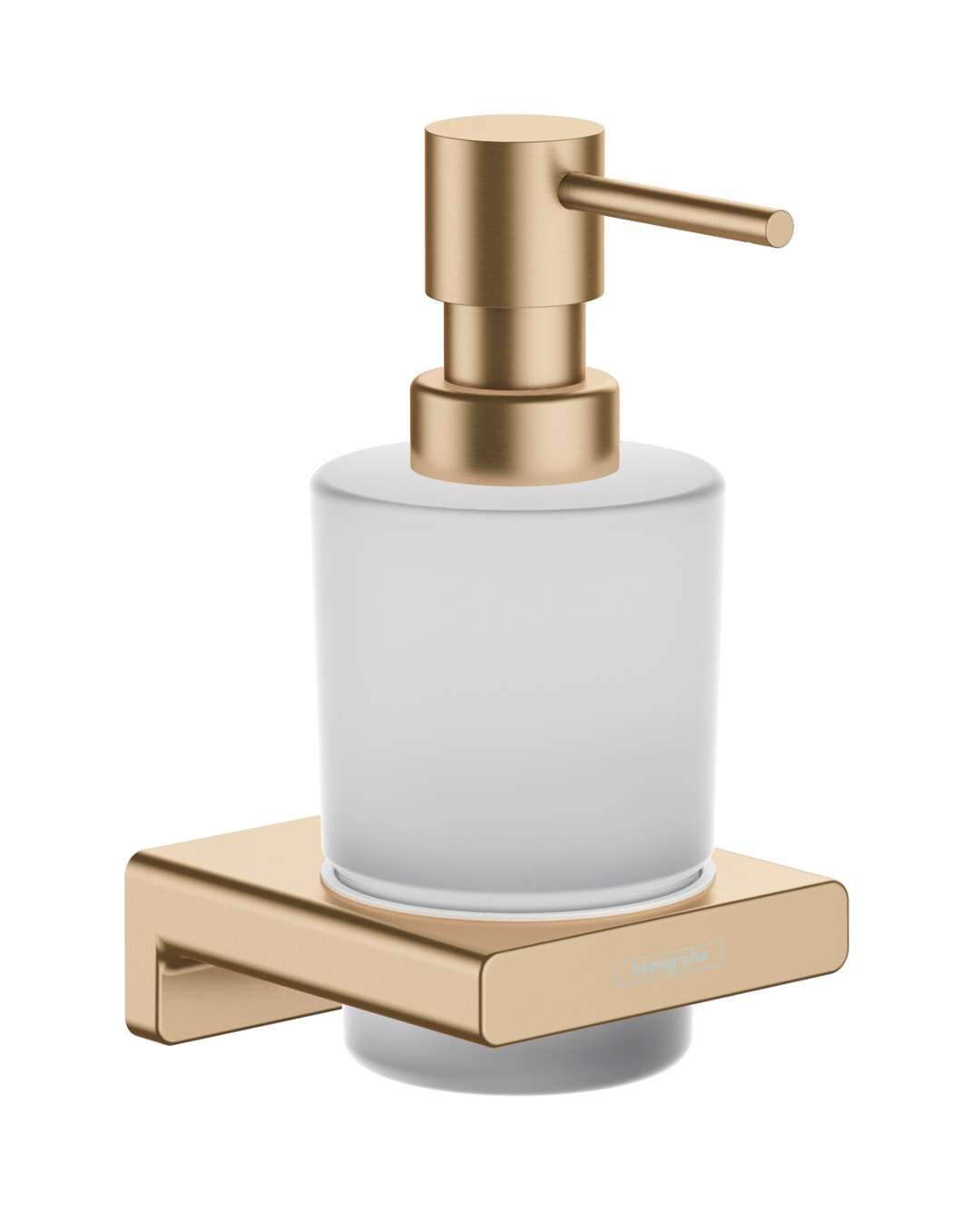 Hansgrohe AddStoris nástenný dávkovač tekutého mydla 200 ml, matné sklo / kartáčovaný bronz