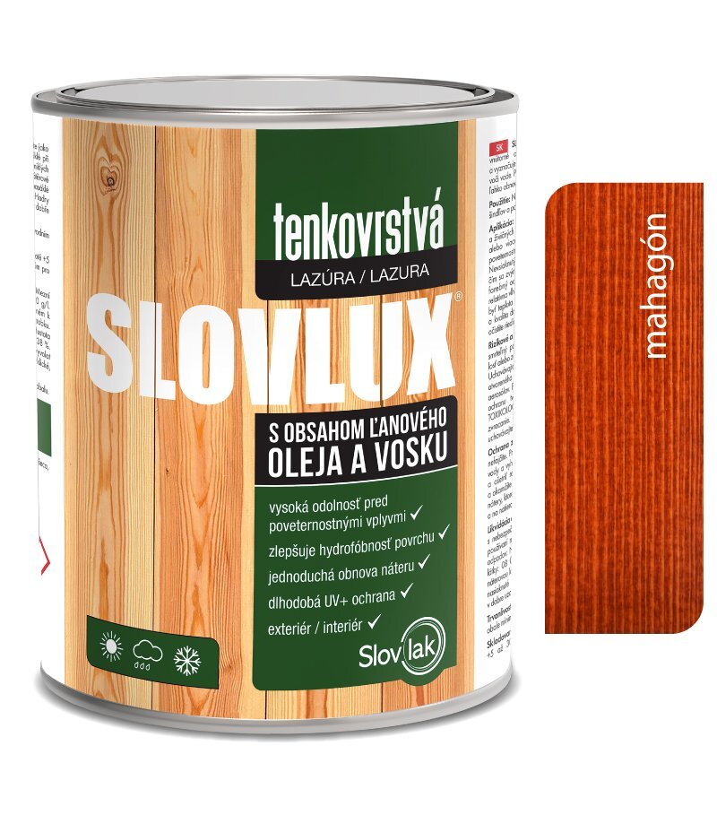 SLOVLUX B tenkovrstvá lazúra na drevo mahagón 0,7 l