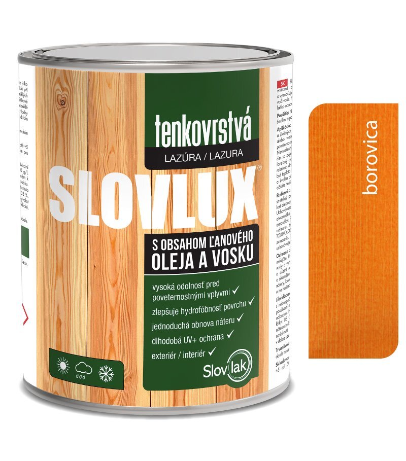 SLOVLUX B tenkovrstvá lazúra na drevo 0062 Borovica 2,5 l
