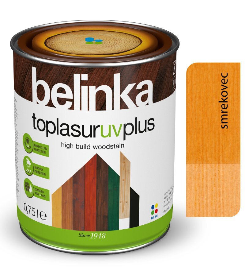 Belinka Toplasur UV Plus hrubovrstvá lazúra na drevo 2,5 l (odtieň 14 Smrekovec)