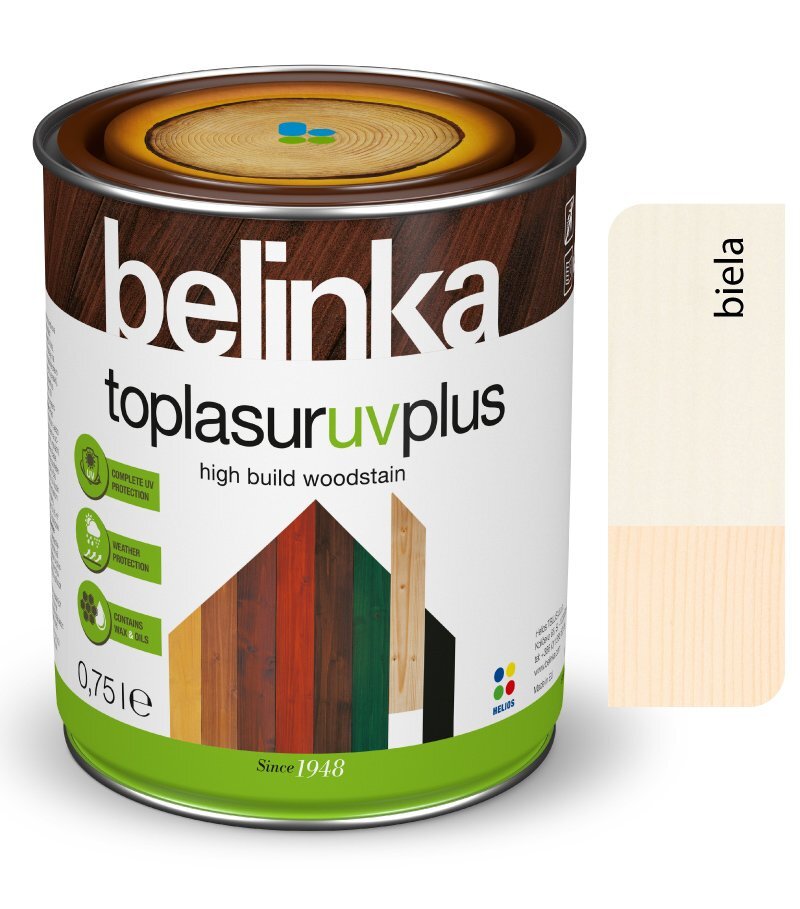 Belinka Toplasur UV Plus 11, hrubovrstvá lazúra na drevo, biela, 0,75 l