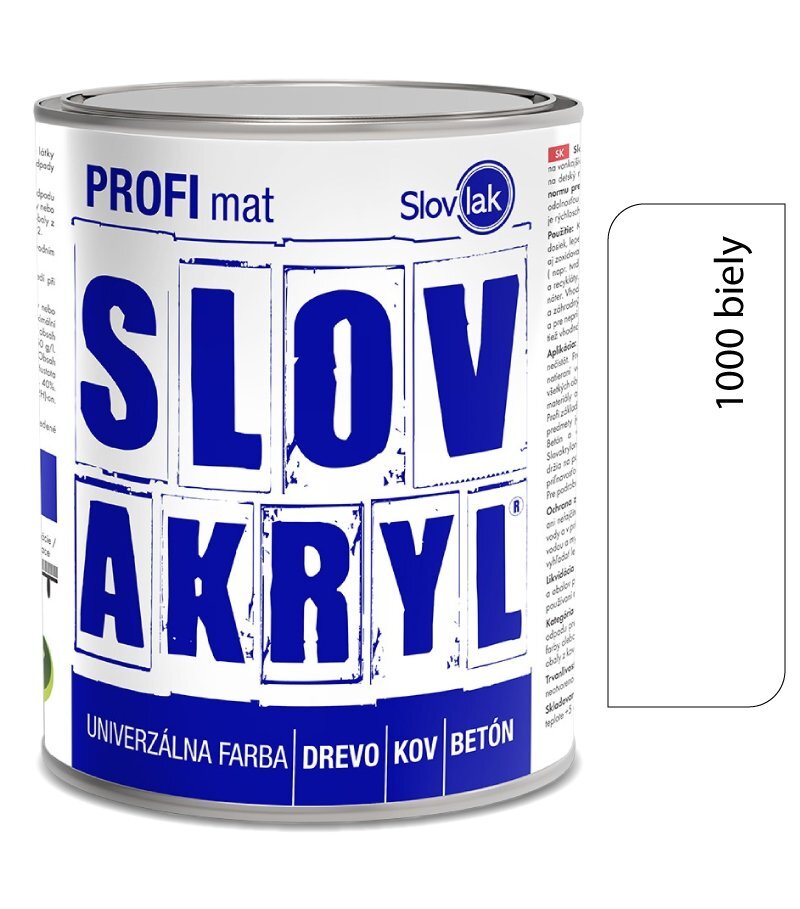 Slovakryl Profi Mat – vodou riediteľná vrchná farba, 0,75 kg