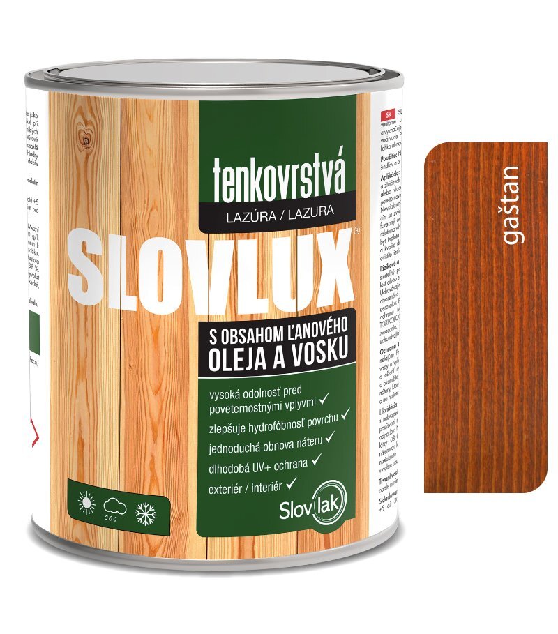 SLOVLUX B tenkovrstvá lazúra 0020 Gaštan 0,7 l (SLOVLAK)