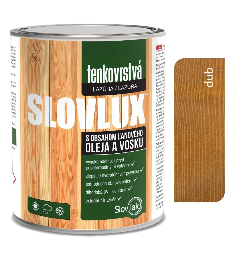 SLOVLAK Slovlux B tenkovrstvá lazúra na drevo, dub (0063), 0,7 l