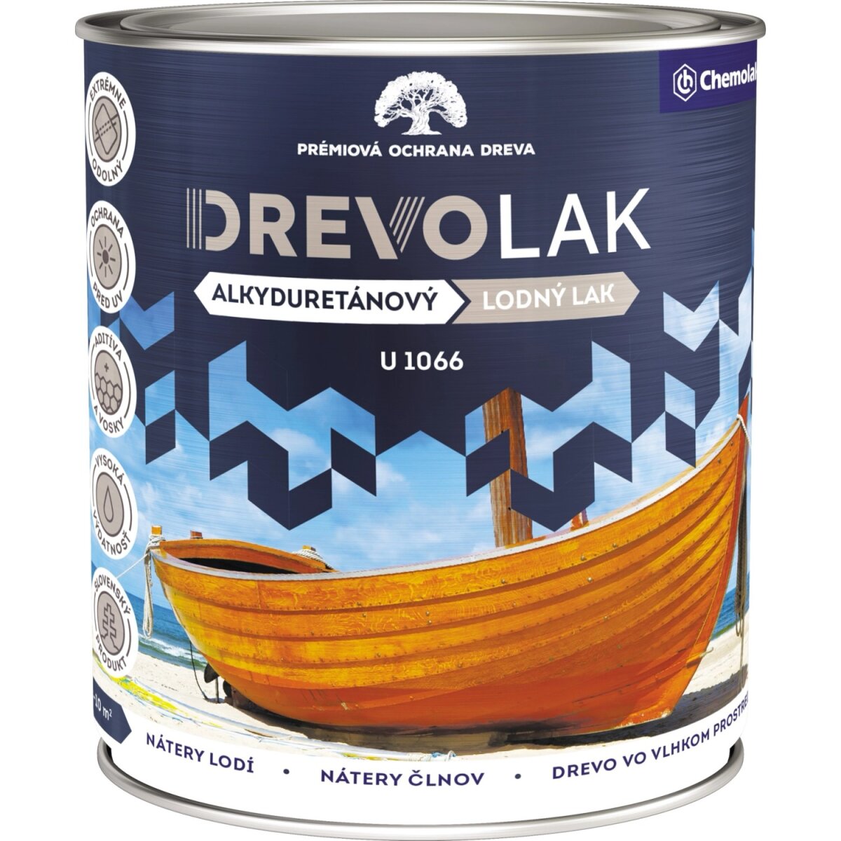 CHEMOLAK Lodný lak U-1066 alkyduretánový lesklý priesvitný 2,5 l