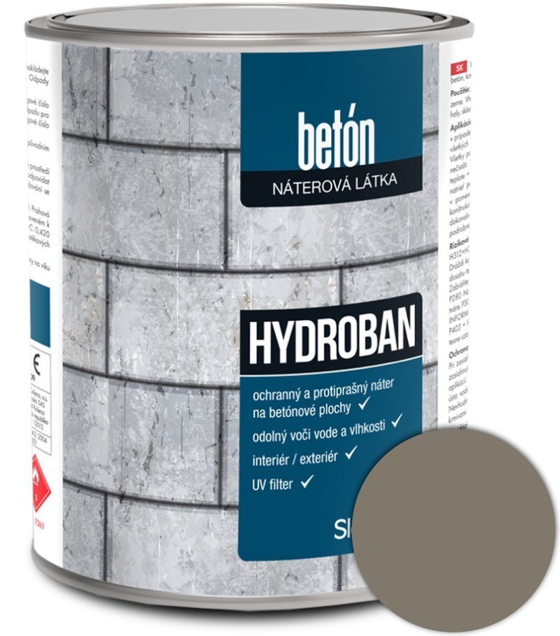 SLOVLAK Hydroban 0111 šedá, farba na betón 2,5 kg