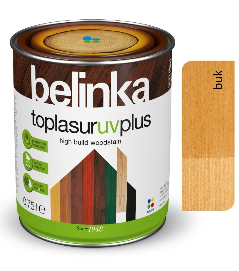 Belinka Toplasur UV Plus 15 (buk) – hrubovrstvá lazúra, 2,5 l
