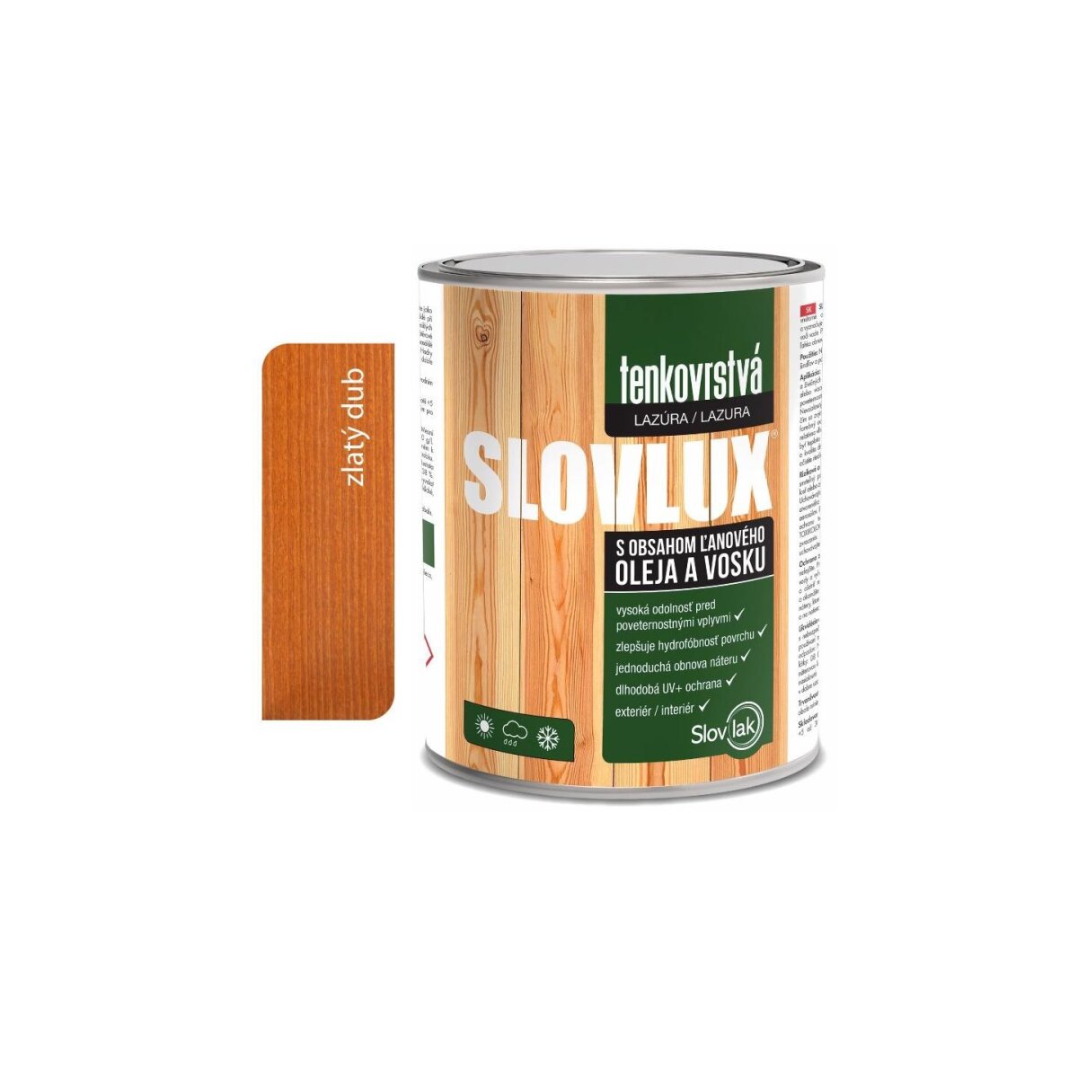 Slovlux B 0025 tenkovrstvá lazúra na drevo, dub, 0,7 l