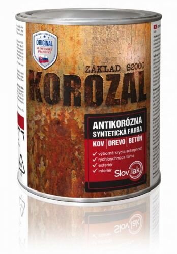 SLOVLAK Korozal – základná antikorózna farba 0111 svetlosivá, 5 kg