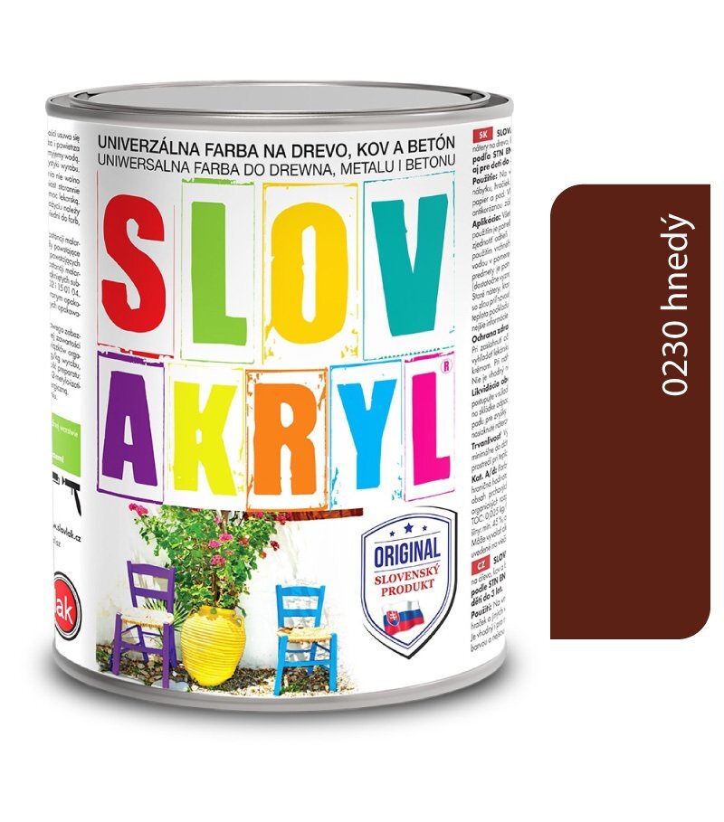 Slovlak Slovakryl 0230 – hnedá, 0,75 kg
