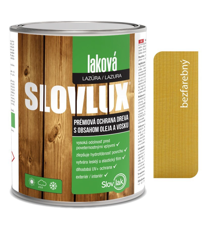 Slovlux laková lazúra 0000 (bezfarebná), 2,5 l