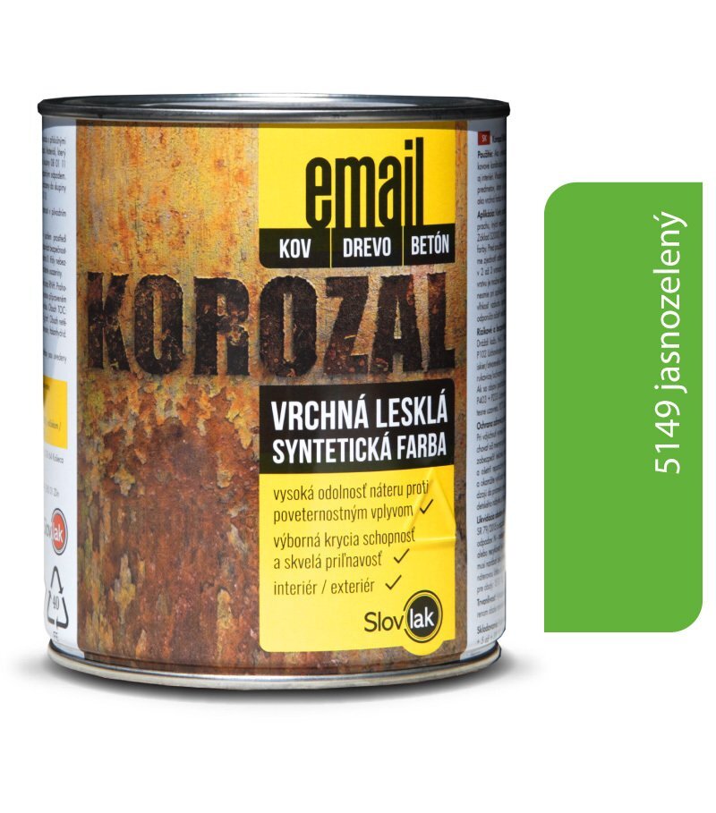 Slovlak Korozal Email lesklý 5149 jasnozelený 0,75 kg