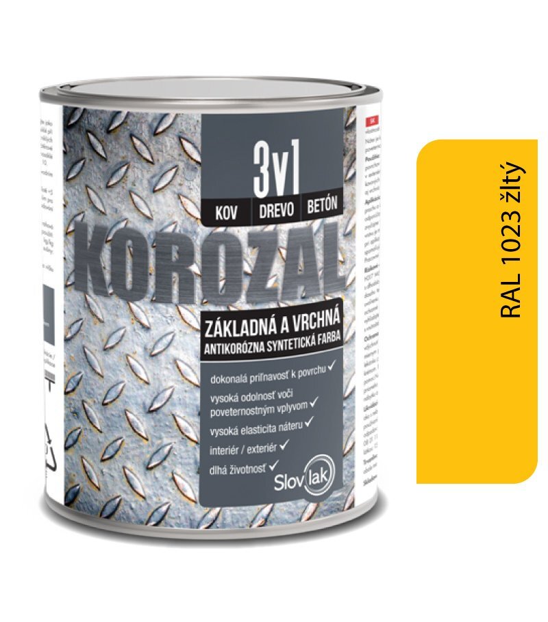SLOVLAK Korozal 3v1 RAL 1023 (žltá) 0,75 l