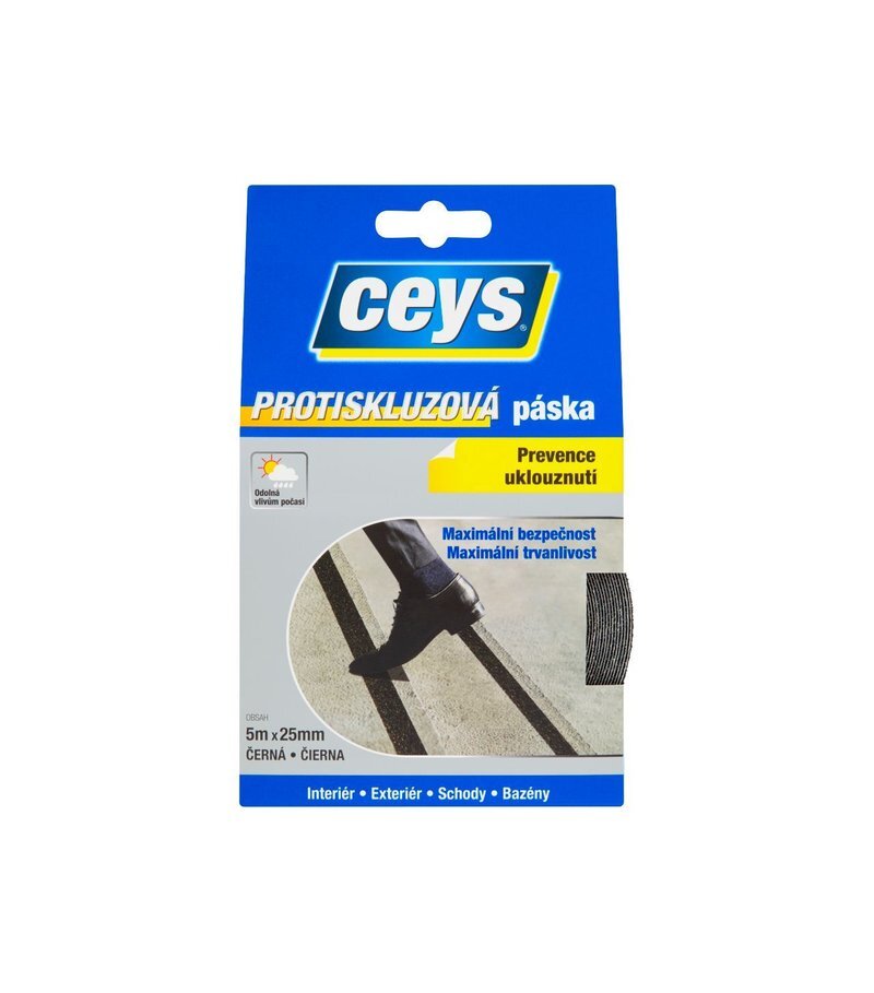 CEYS Tack protišmyková samolepiaca páska na schody, čierna 5 m x 25 mm