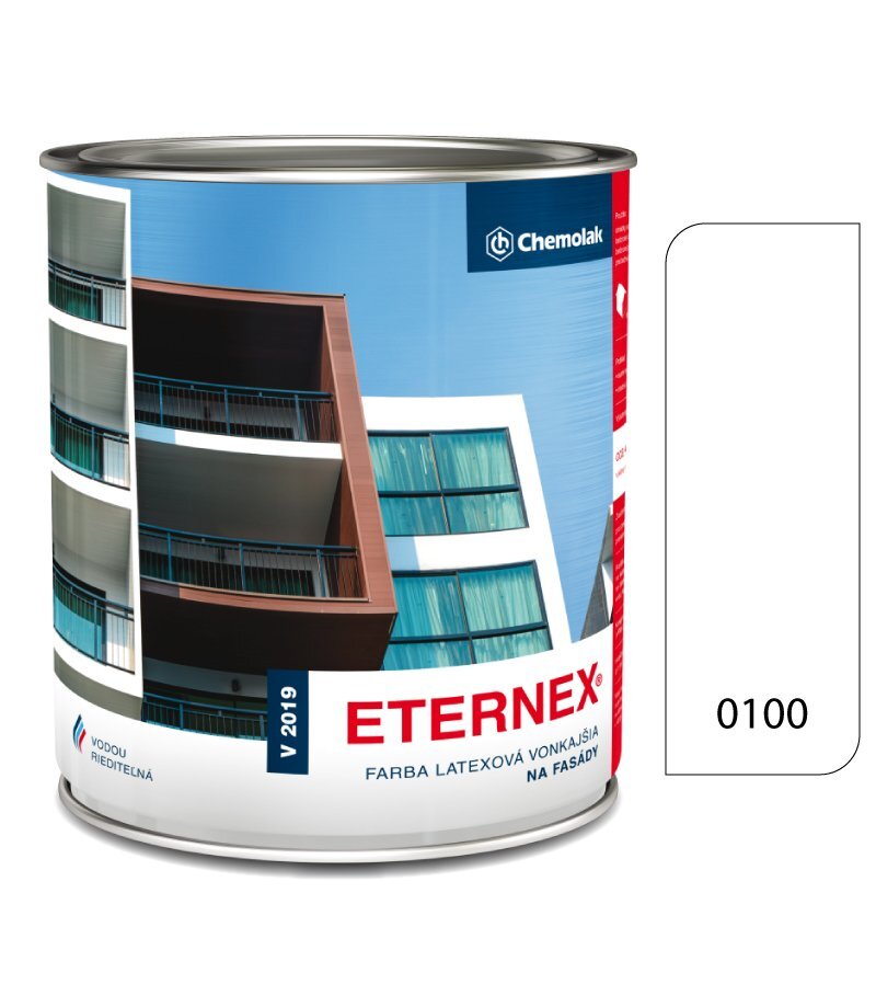 Chemolak Eternex V 2019 0100 (biela), latexová vonkajšia farba, 0,8 kg