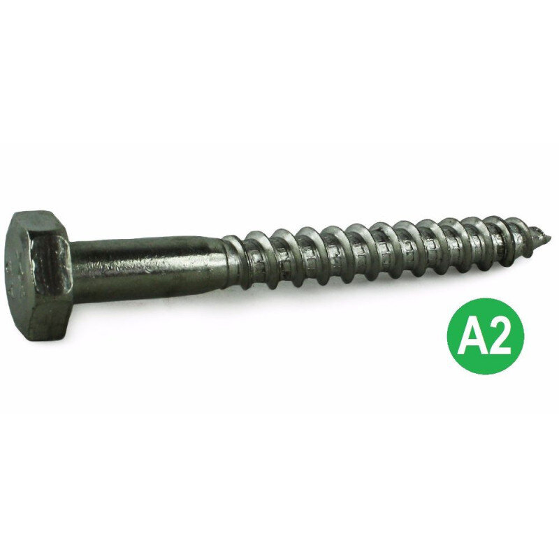 Skrutka do dreva DIN 571, nerez A2, šesťhranná hlava, 6 x 50 mm