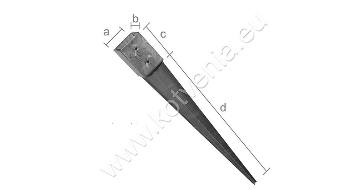 Špic štvorcový 100 x 900 mm so skrutkami