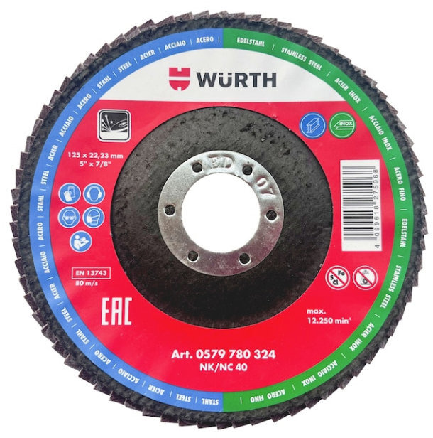 Würth lamelový brúsny kotúč 125 mm, zrnitosť 60, otvor 22,2 mm