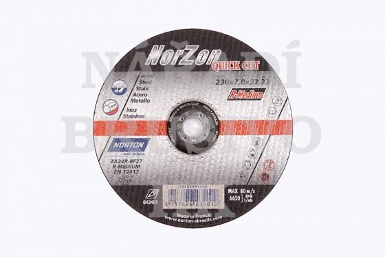 Norton NorZon Quick Cut rezací/brusný kotúč 115 x 7 x 22,23 mm ZA24S (pre oceľ, nerez)