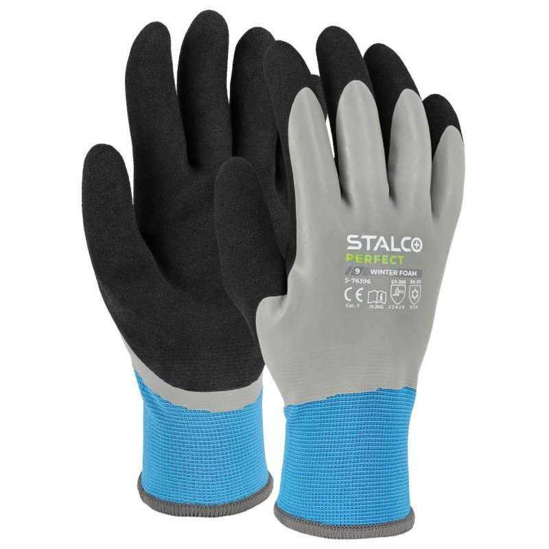 Rukavice STALCO PERFECT Winter Foam, zateplené, dvojitý latexový povlak, veľ. 10