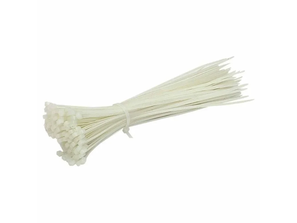Nylonové viazacie pásky 200 x 3,6 mm, 50 ks, biele