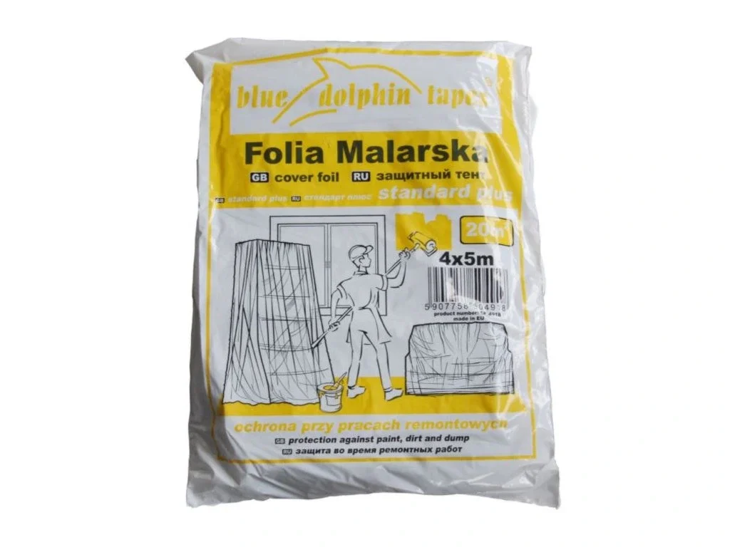 BlueDolphin zakrývacia fólia Standard Plus 4 x 5 m, 12–14 µm, žltá