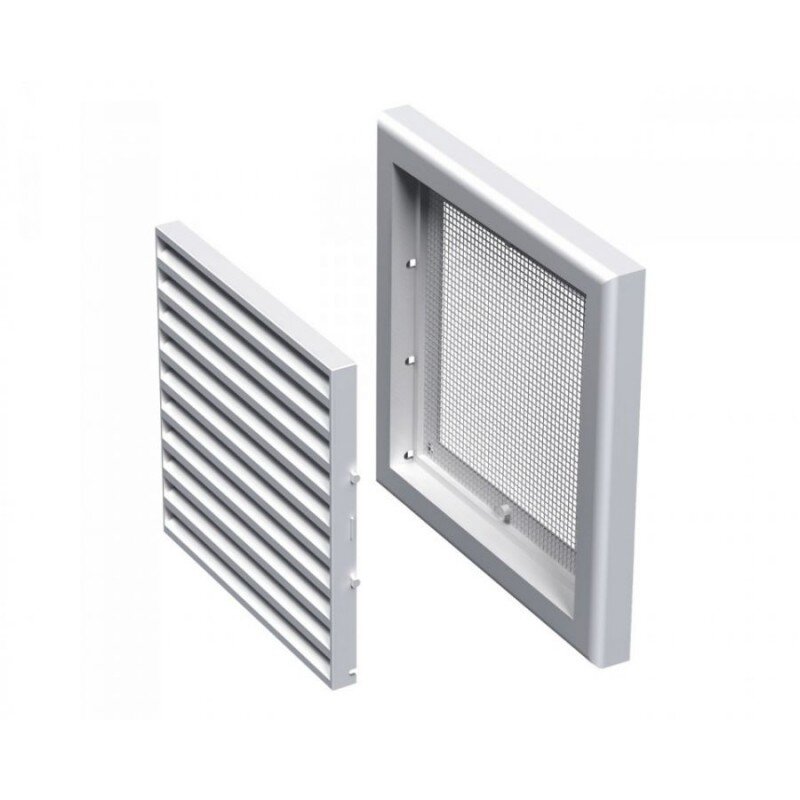 VENTS MV 100S plastová hranatá vetracia mriežka 150×150 mm so sieťkou proti hmyzu