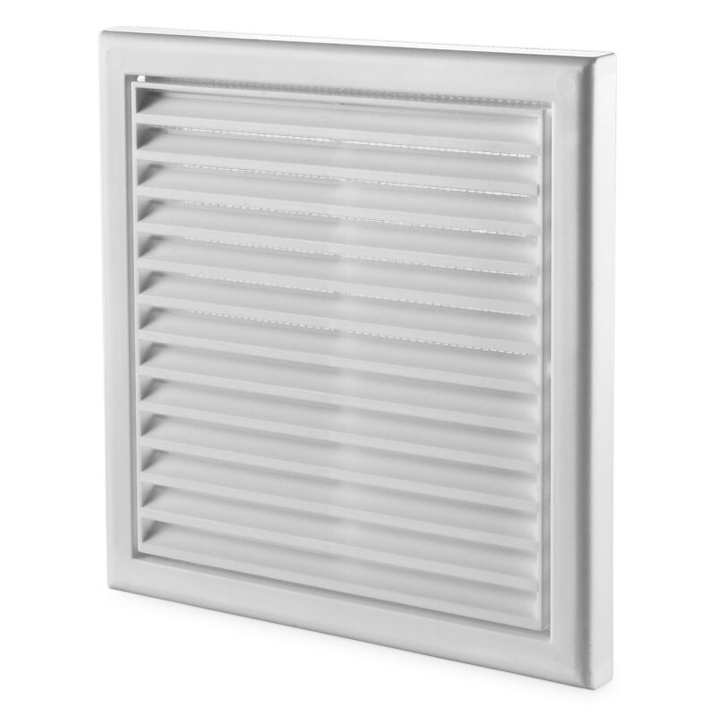 VENTS MV 120s plastová štvorcová mriežka 187×187 mm, biela, so sieťkou