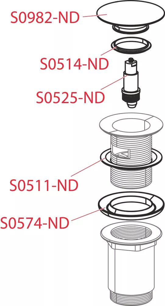 Alcaplast S0525-ND mechanizmus click/clack pre sifón (vonkajší závit)
