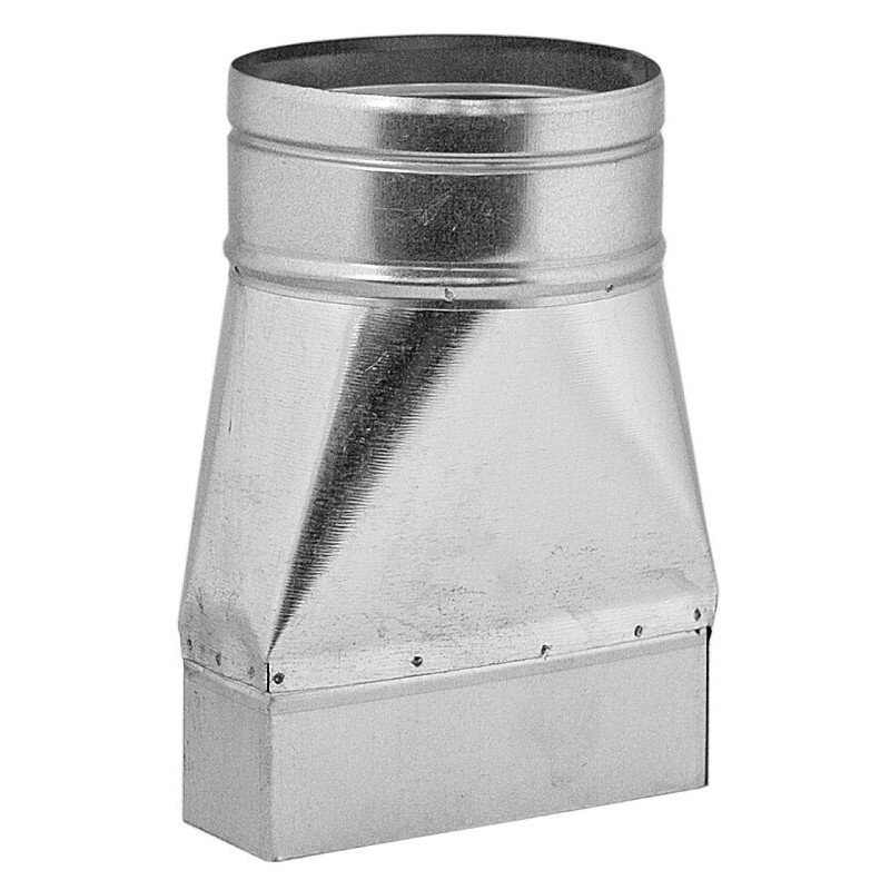 DARCO redukcia obdĺžnik 150×50 mm → okrúhly Ø125 mm, pozinkovaná
