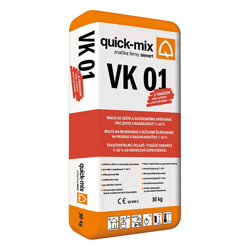QUICK-MIX VK 01 šedá malta na murovanie a súčasné škárovanie, 30 kg