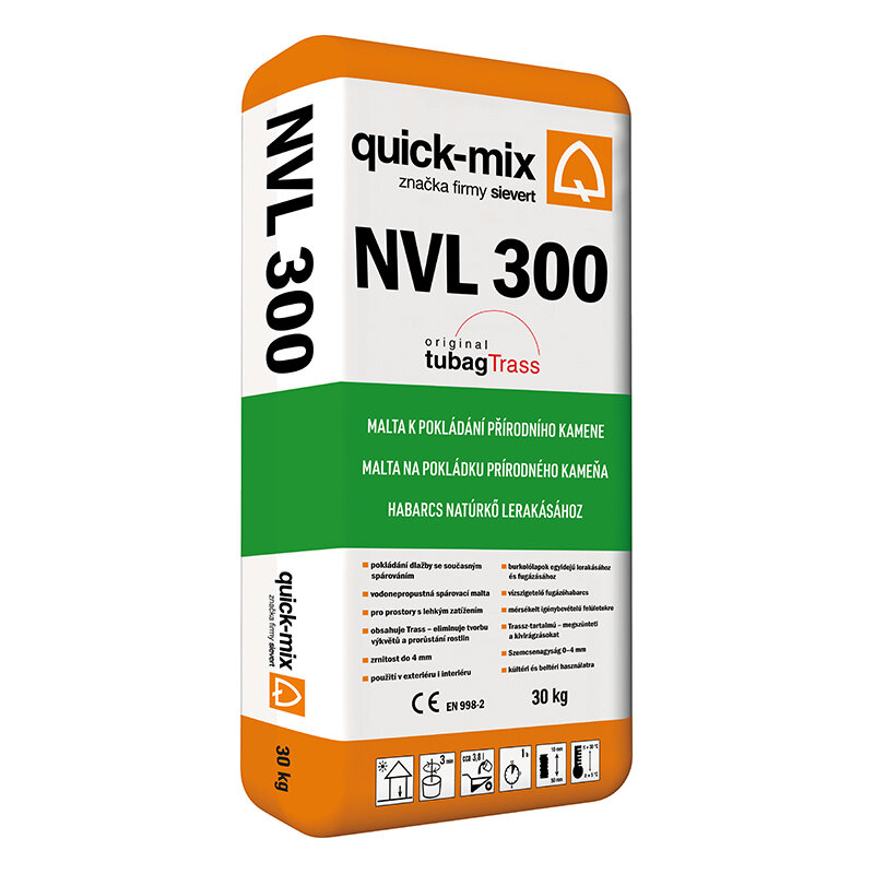 Quick-Mix NVL 300 malta na pokládku a spárovanie prírodného kameňa, sivá, 30 kg