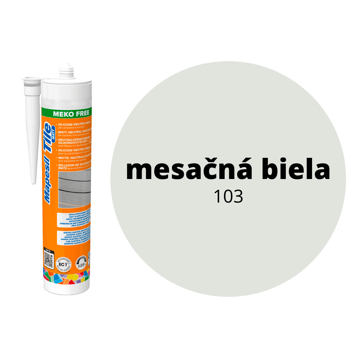 MAPEI Mapesil Tile Matt 103 – silikónový tesniaci tmel, 300 ml, mesačná biela