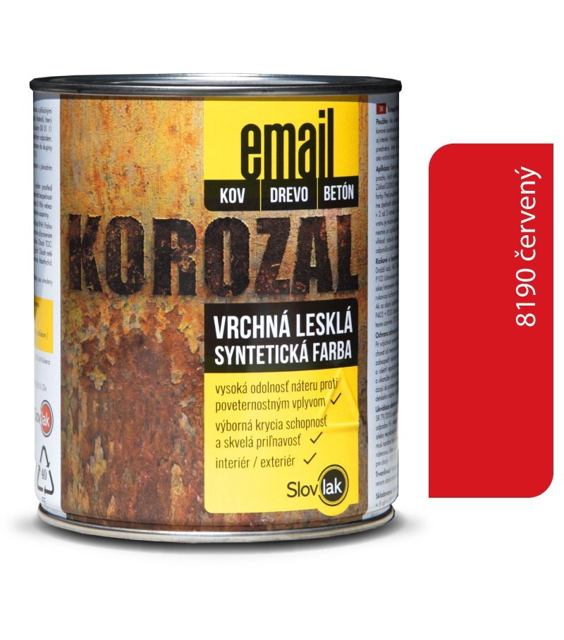 Slovlak Korozal email lesklý 8190 červený 0,75 kg