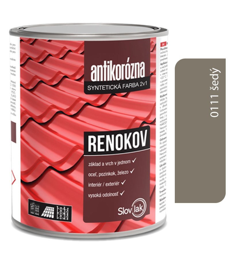 Slovlak Renokov antikorózna farba na kov 2v1 šedá 2,5 kg