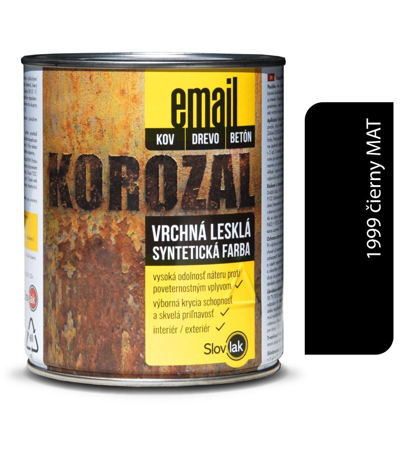 Slovlak Korozal Email 1999 čierny matný 0,75 kg