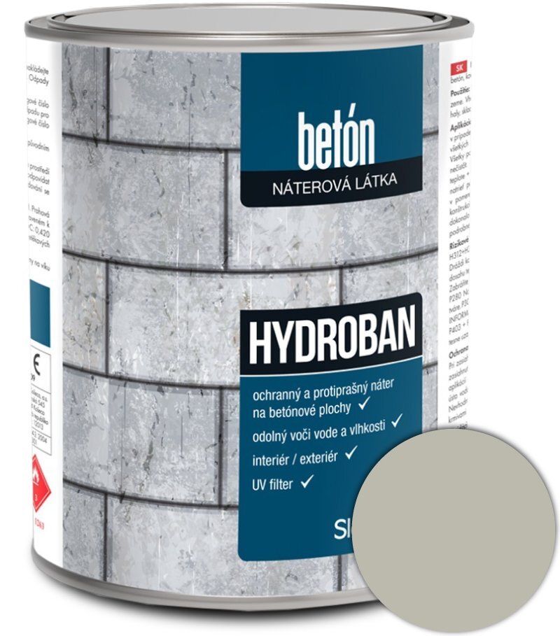 Slovlak Hydroban 0110 farba na betón 10 kg, svetlošedá