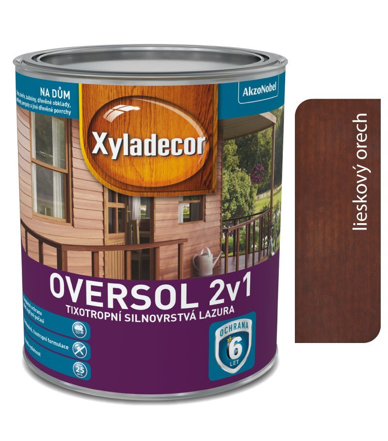 Xyladecor Oversol 2v1 silnovrstvá lazúra na drevo 5 l — lieskový orech