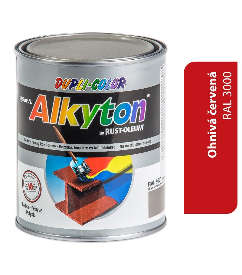 Alkyton lesklá antikorózna farba 2v1 RAL 3000 (červená) 750 ml