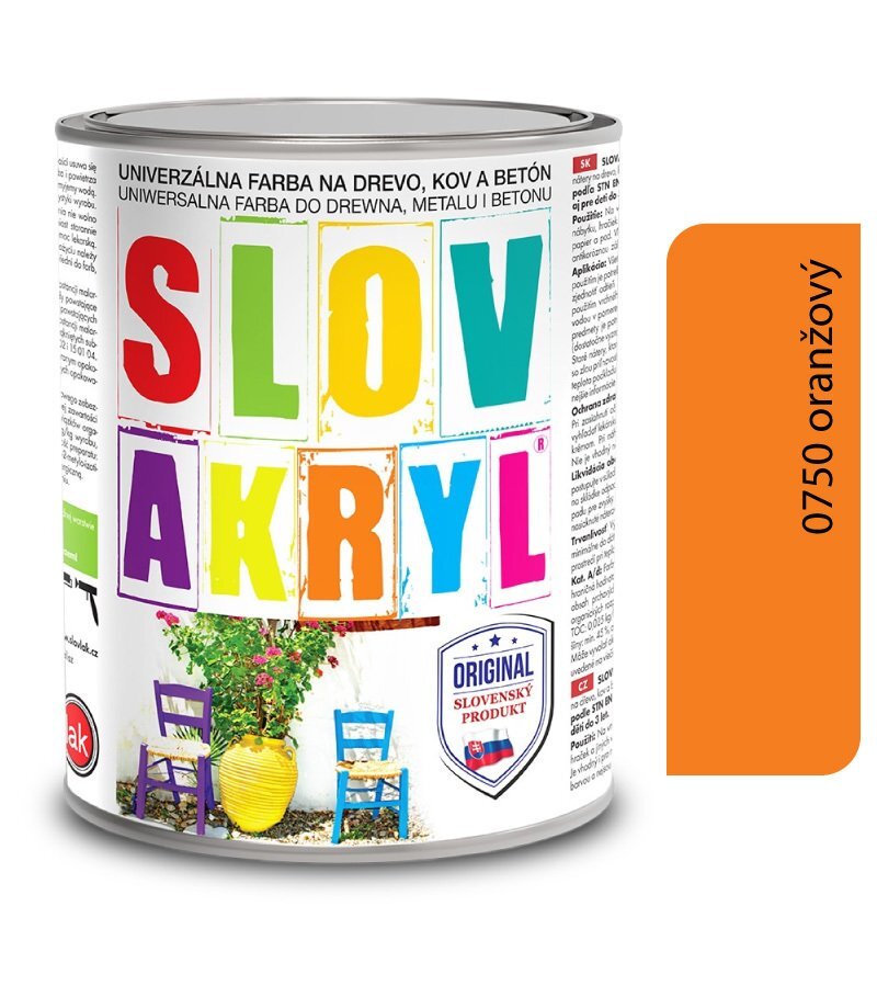 Slovakryl 0750, vodou riediteľný email, 5 kg (oranžový)