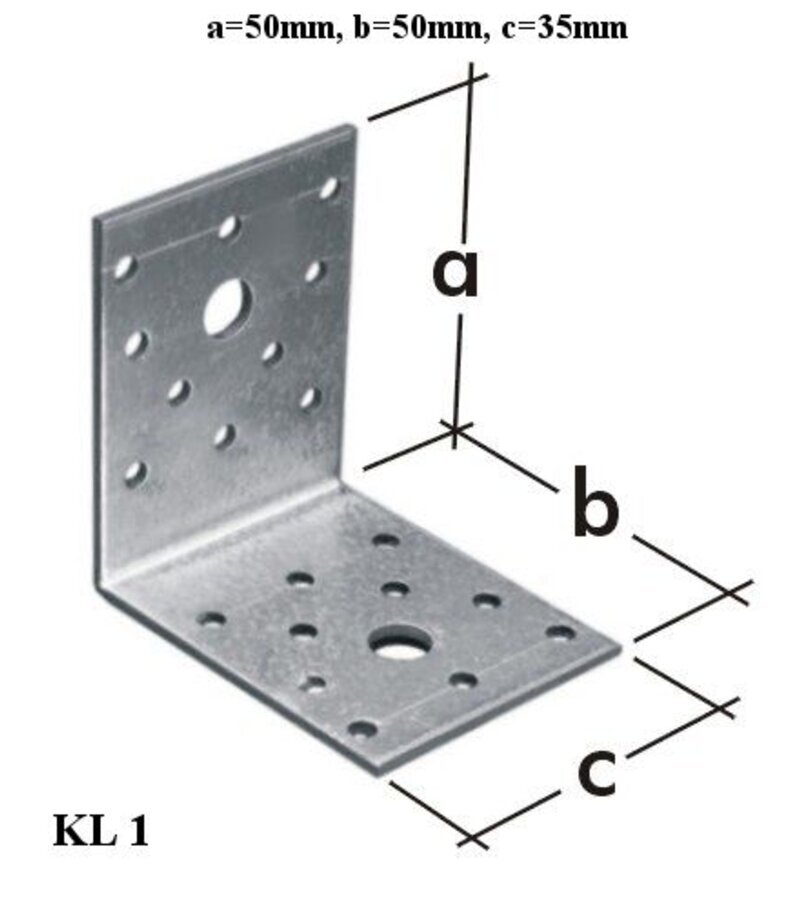 Domax uholníková spojka KL1 50x50x35 mm, 2,5 mm