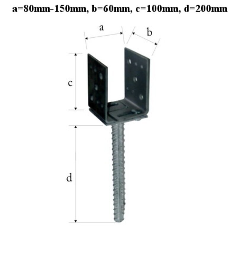Pätka stĺpika nastaviteľná (U) na roxore PSRU 60, 200x136x4 mm