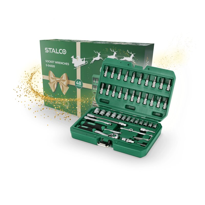 STALCO Sada nástrčných kľúčov 1/4" 48 ks (S-54020), CrV, 90-zubová račňa, BMC