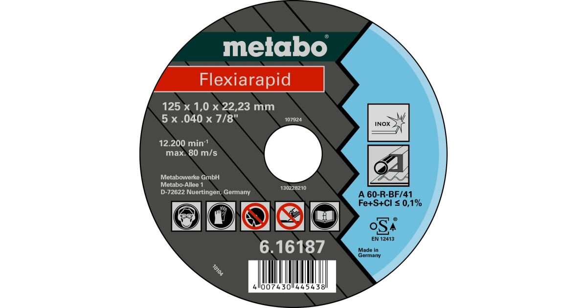 Metabo Flexiarapid rezný kotúč 125 x 1,0 x 22,23 mm Inox (TF 41)